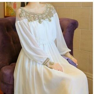 White chiffon beaded dress